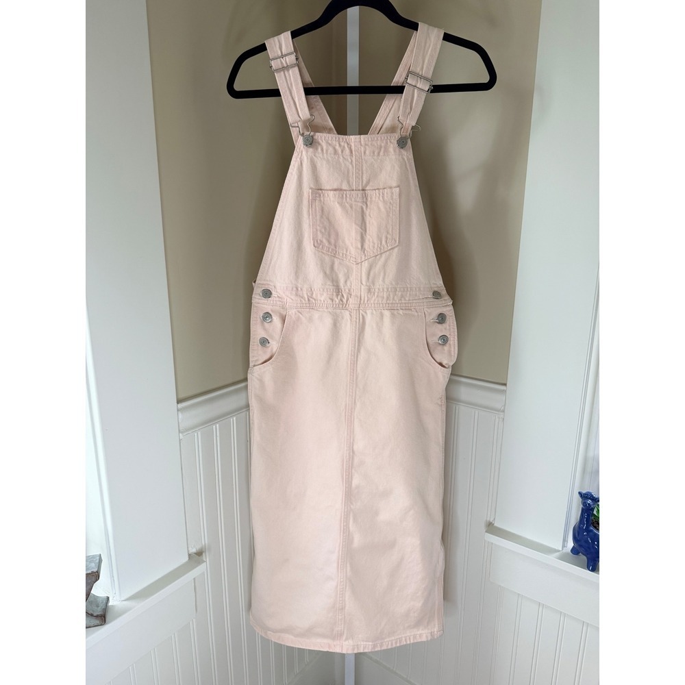 Levi's Hendrix Denim Skirtall Dusty Pink Overall Midi Dress XS - Picture 2 of 14